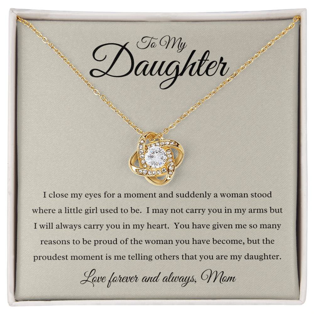 To My Daughter - I Close My Eyes - Forever Love Necklace (Beige)