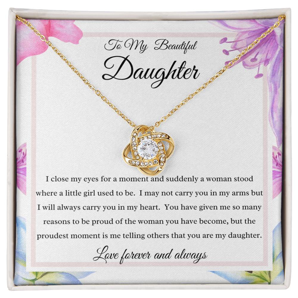To My Daughter - I Close My Eyes - Forever Love Necklace (Floral)