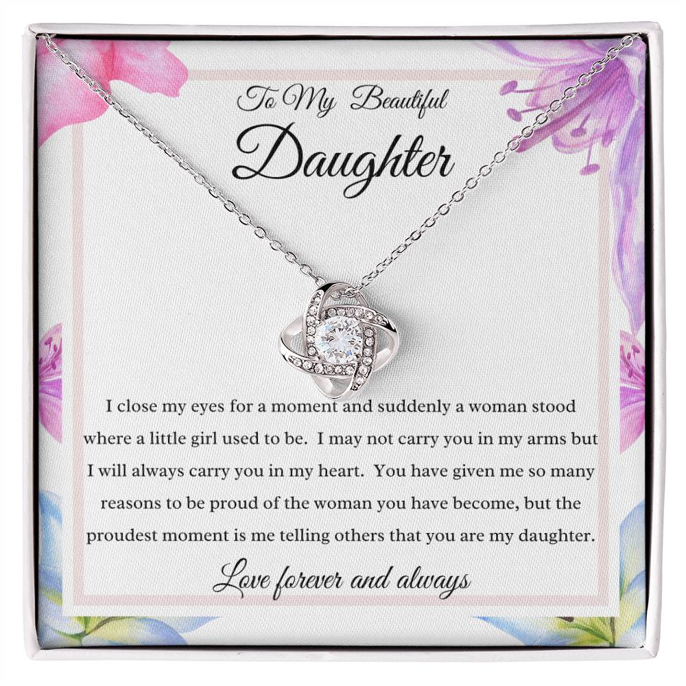 To My Daughter - I Close My Eyes - Forever Love Necklace (Floral)