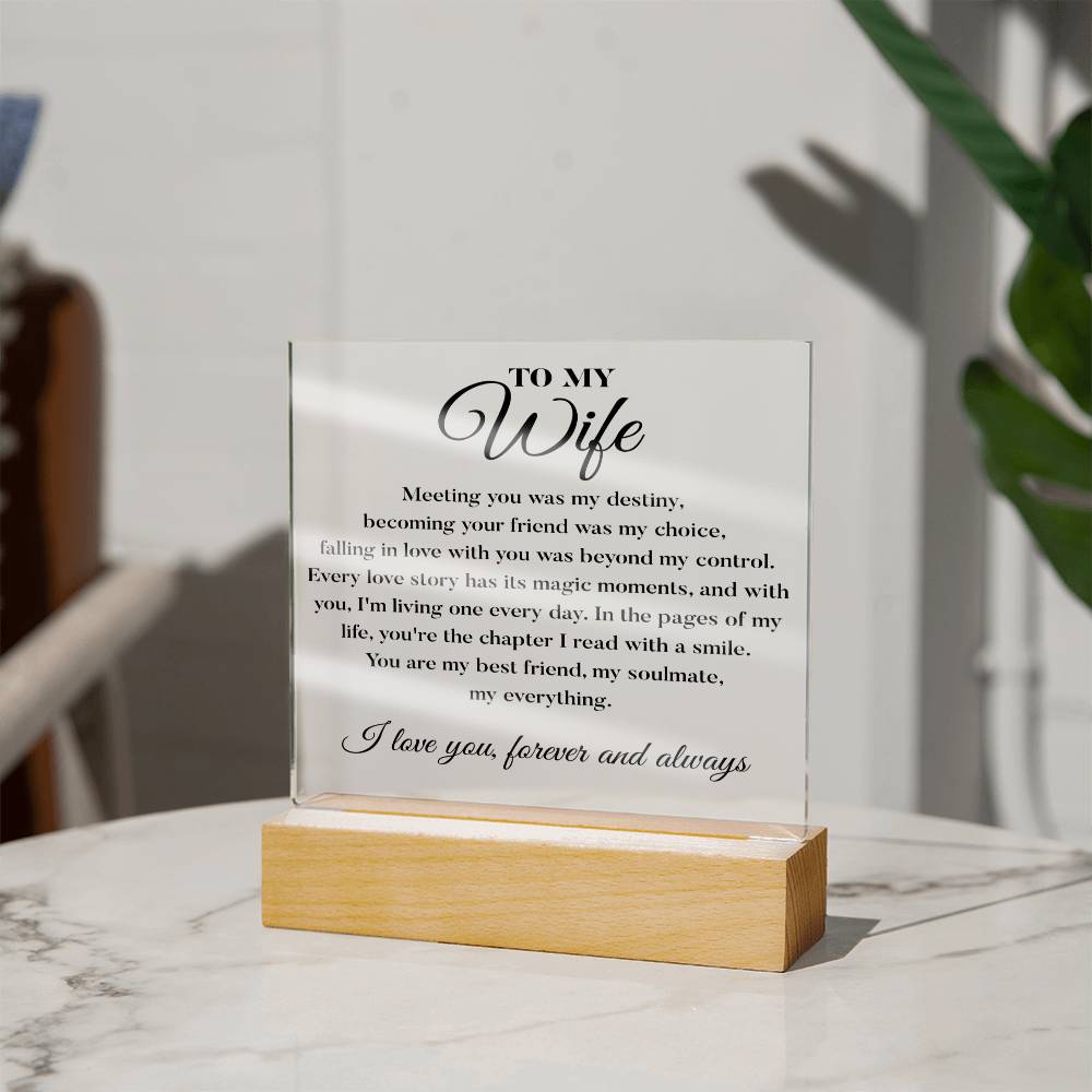 To My Wife, Meeting You Was My Destiny - Acrylic Plaque