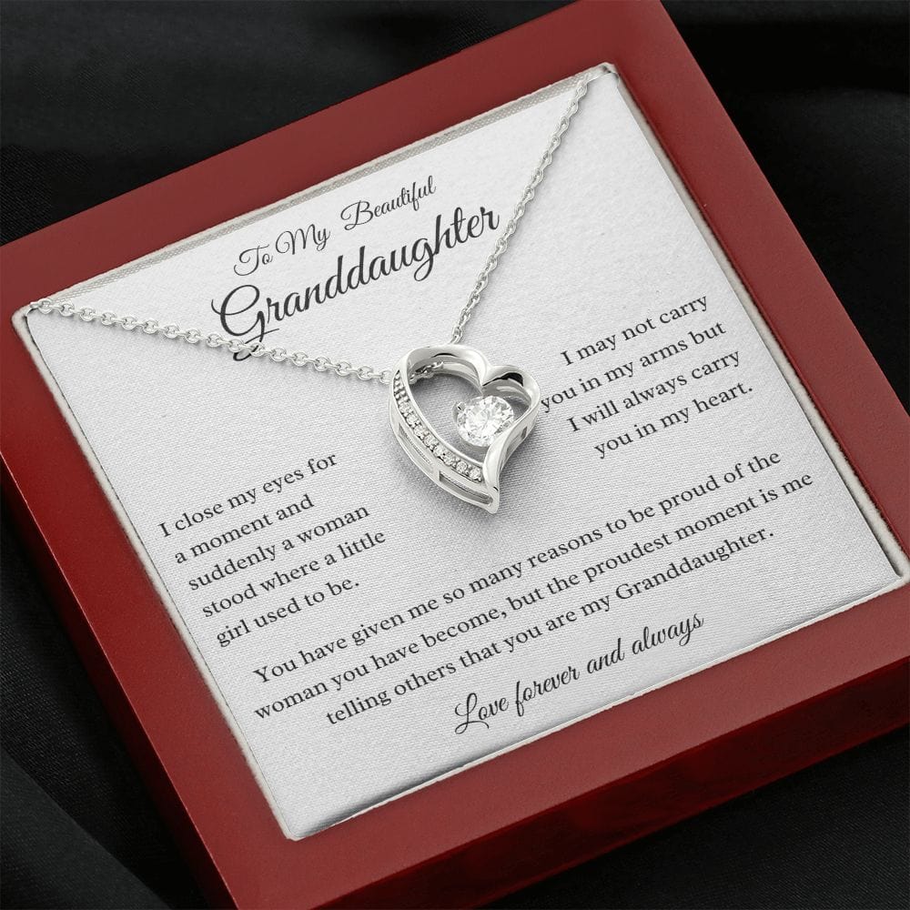 Granddaughter I close my eyes for a moment - Forever Love Necklace (B/W)