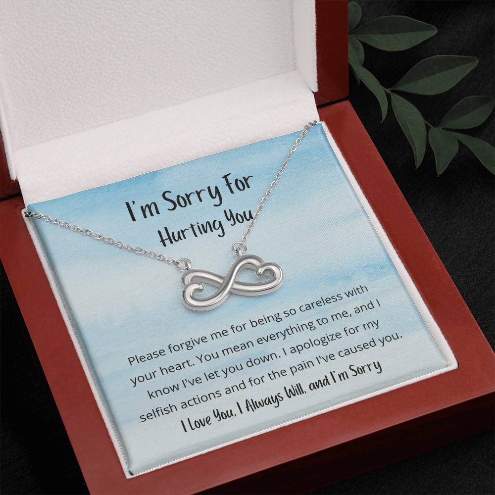 Please forgive me for being so careless with your heart - Infinity Hearts Necklace Sky Blue