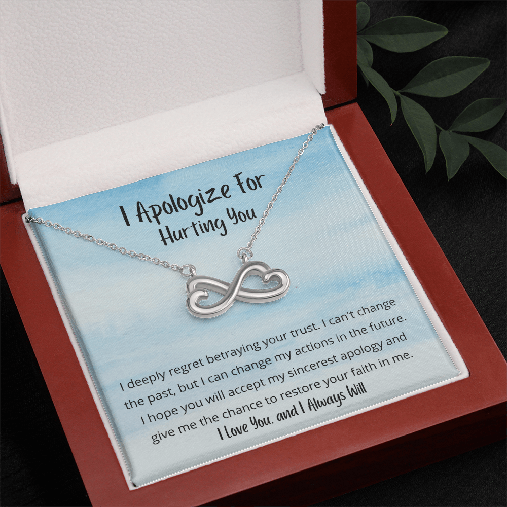 I deeply regret betraying your trust - Infinity Hearts Necklace Sky Blue