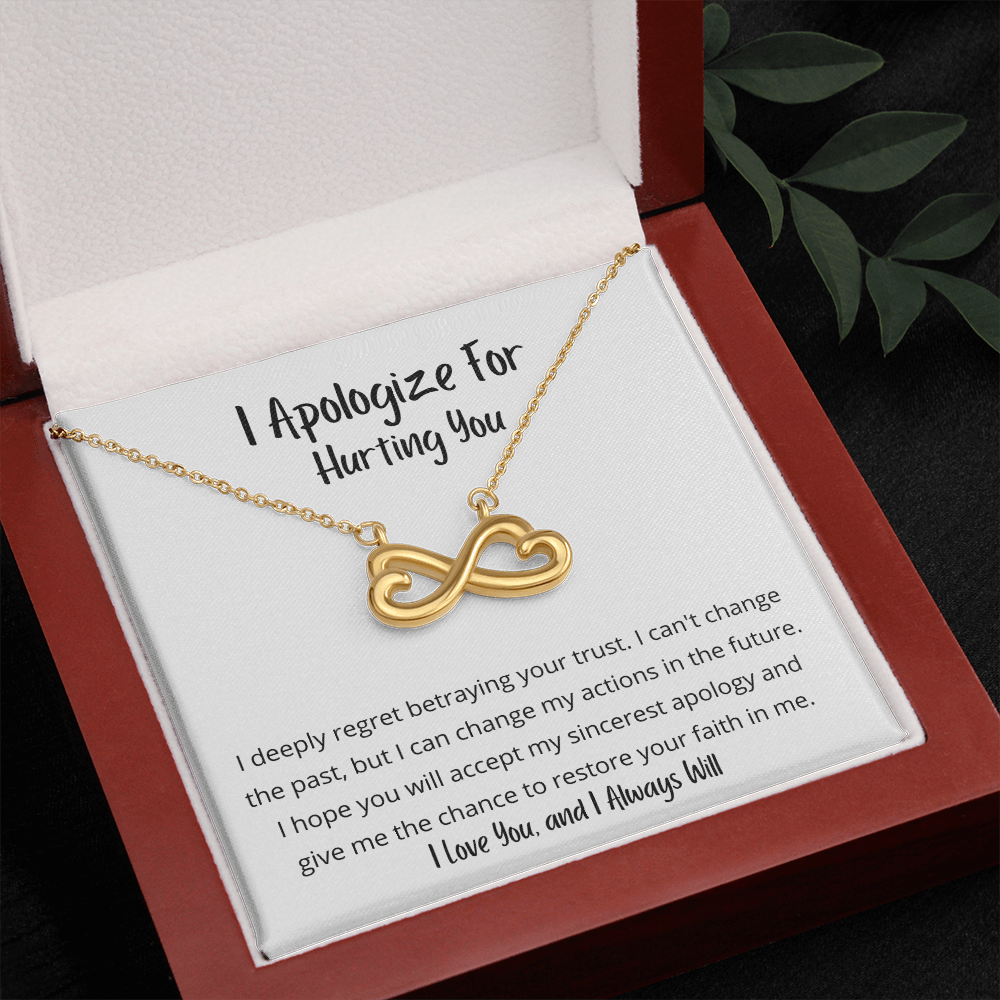 I deeply regret betraying your trust - Infinity Hearts Necklace (B/W)