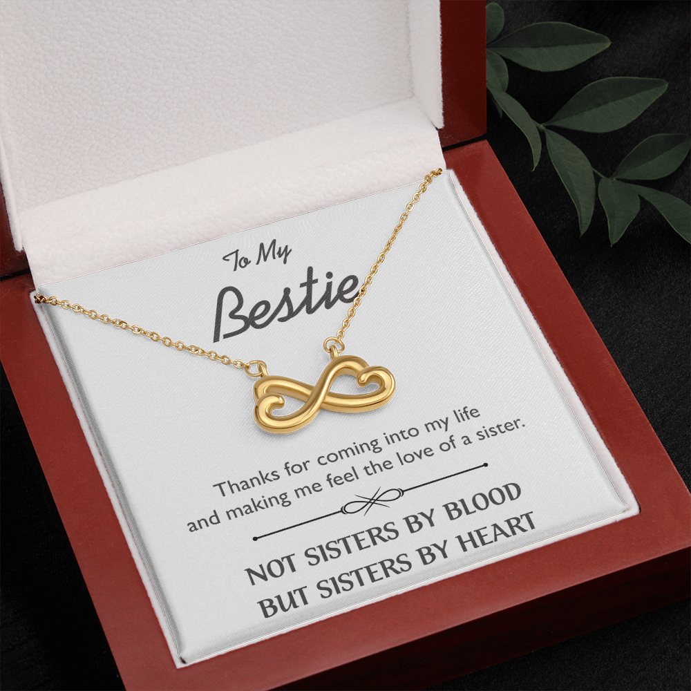 Not sisters by blood but sisters by heart (B/W) Infinity Hearts Necklace