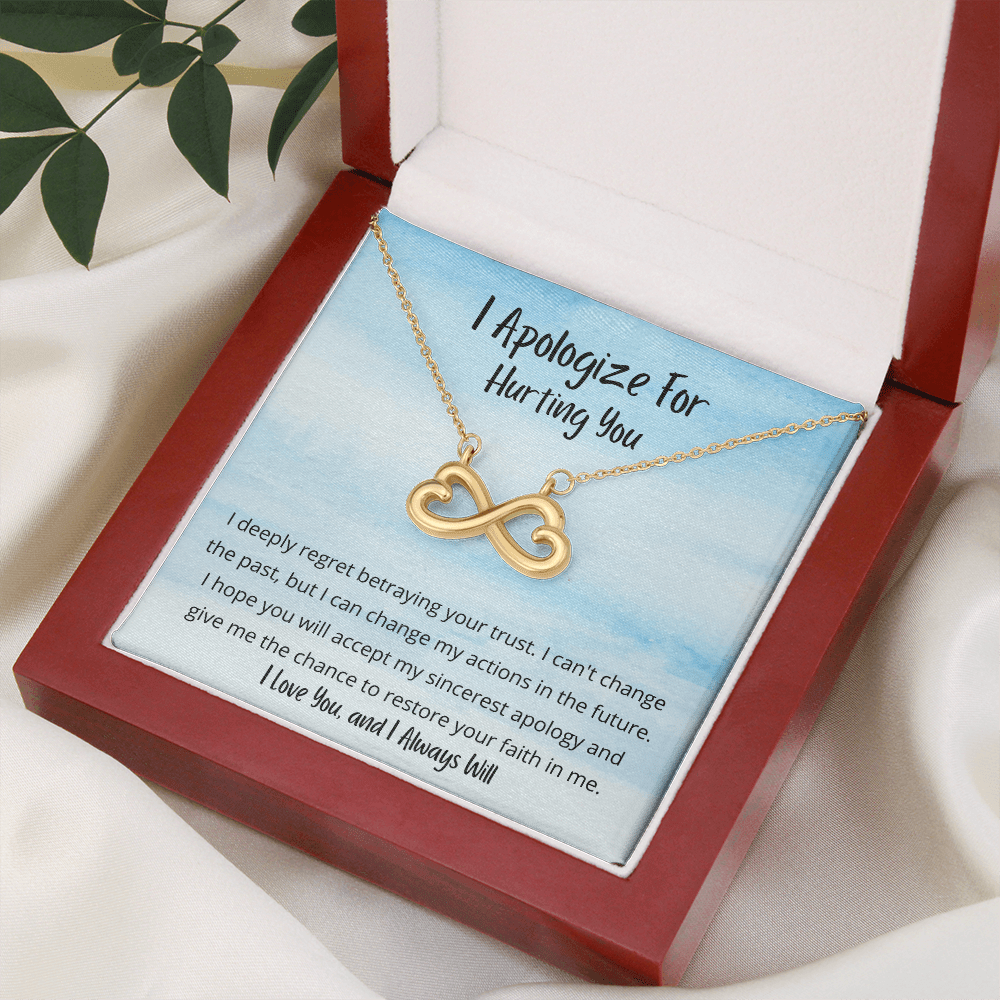I deeply regret betraying your trust - Infinity Hearts Necklace Sky Blue