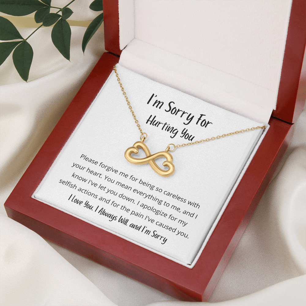 Please forgive me for being so careless with your heart - Infinity Hearts Necklace (B/W)
