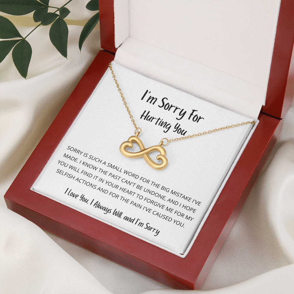 Sorry is such a small word W/B - Infinity Hearts Necklace