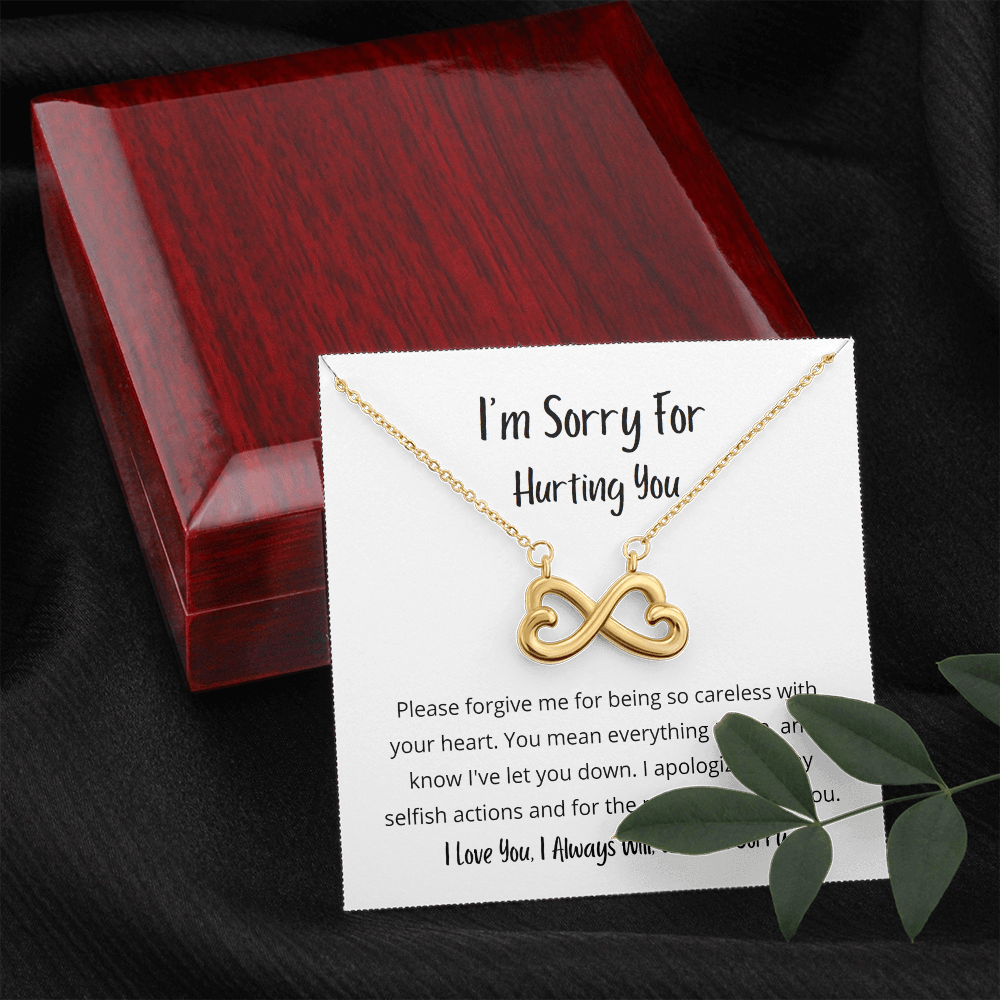 Please forgive me for being so careless with your heart - Infinity Hearts Necklace (B/W)