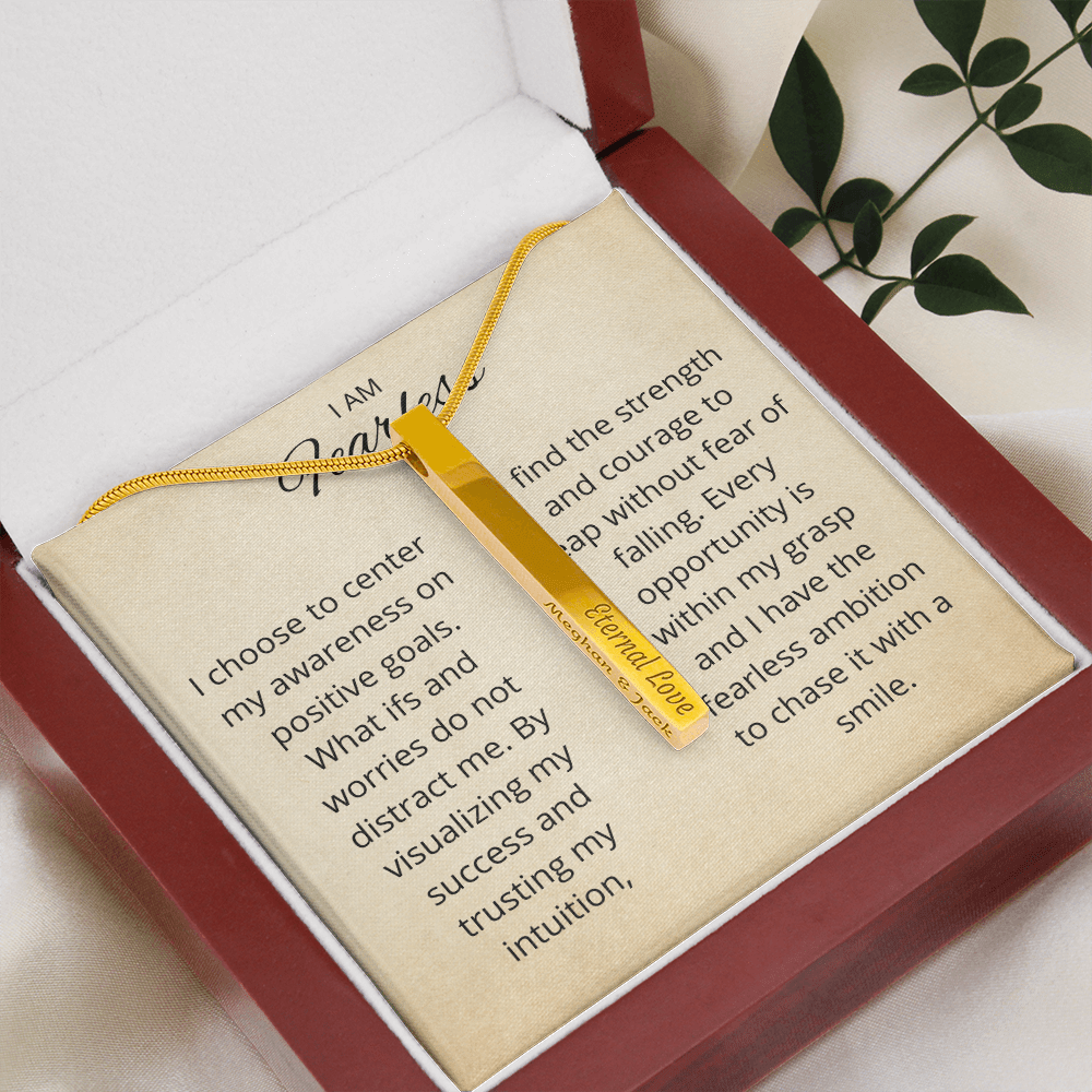 I Am Fearless I choose to center my awareness on positive goals - Self Affirmation Necklace