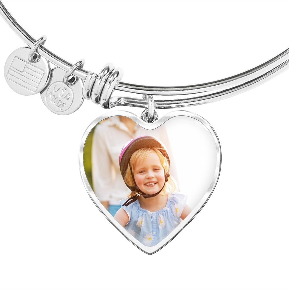 Personalized Photo Bangle With Heart Pendant