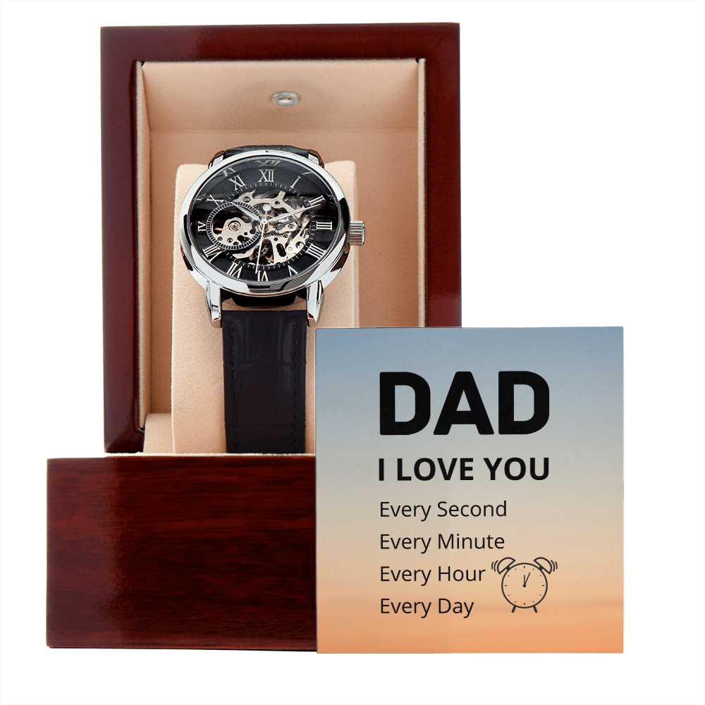 I love you every second - Men's Openwork Watch (Sunset)