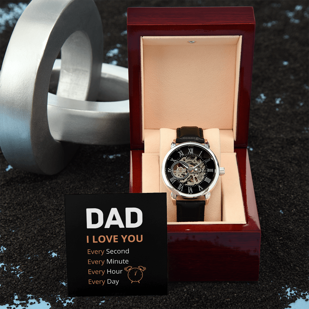 I love you every second - Men's Openwork Watch (WB)