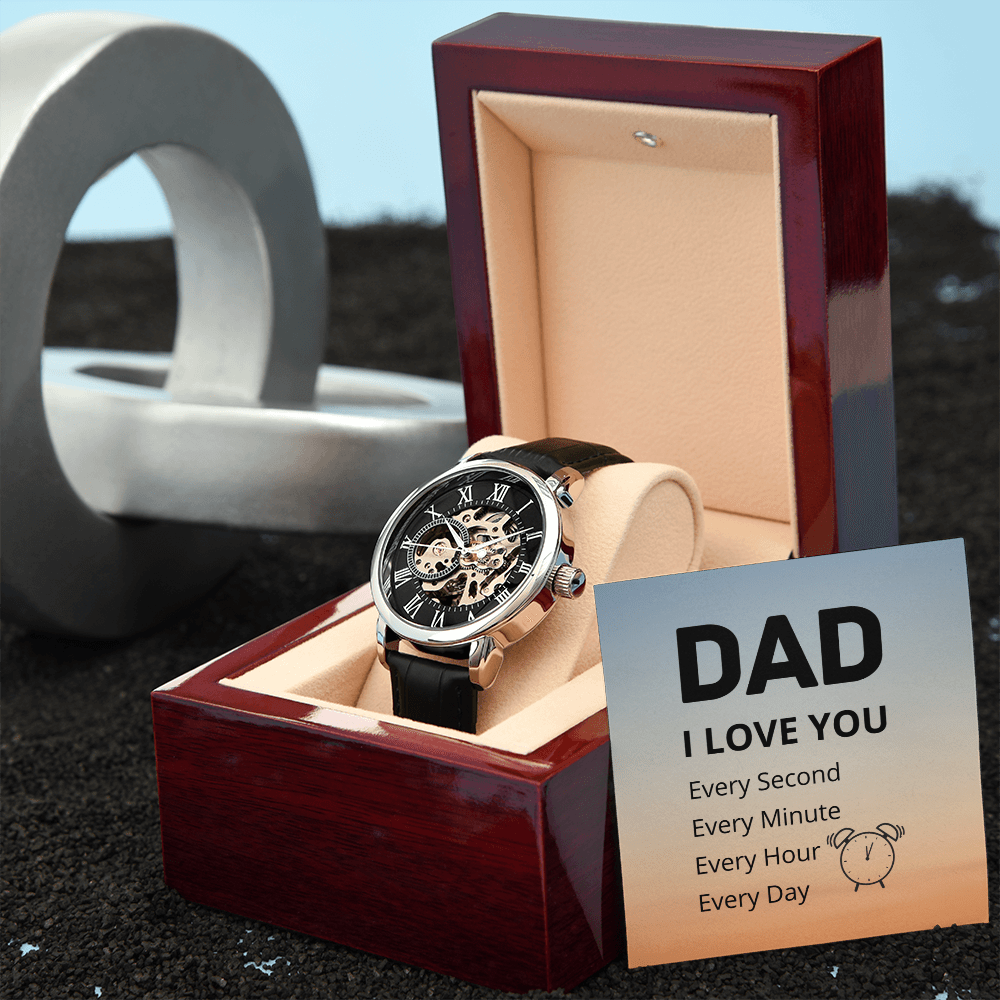I love you every second - Men's Openwork Watch (Sunset)