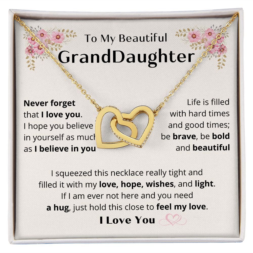 To My Beautiful Granddaughter - Never Forget That I Love You - Interlocking Hearts Necklace