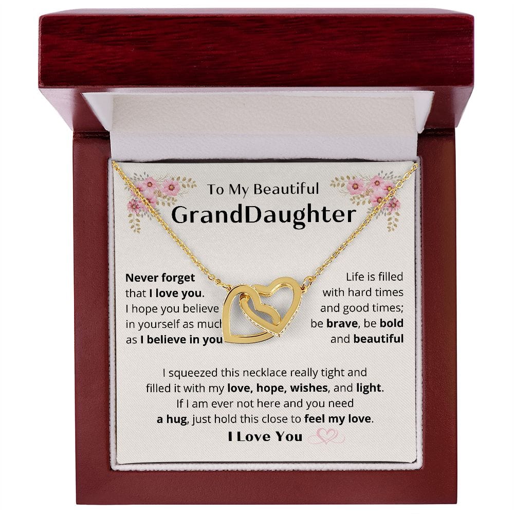 To My Beautiful Granddaughter - Never Forget That I Love You - Interlocking Hearts Necklace