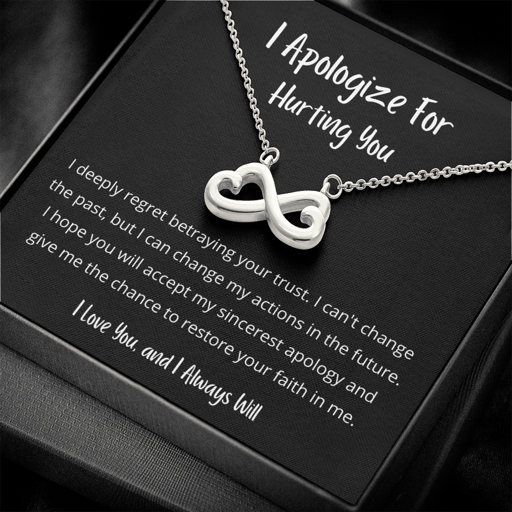 I deeply regret betraying your trust - Infinity Hearts Necklace (W/B)