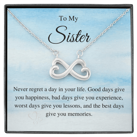 Never regret a day in your life - Infinity Hearts Necklace (SkyBlue)