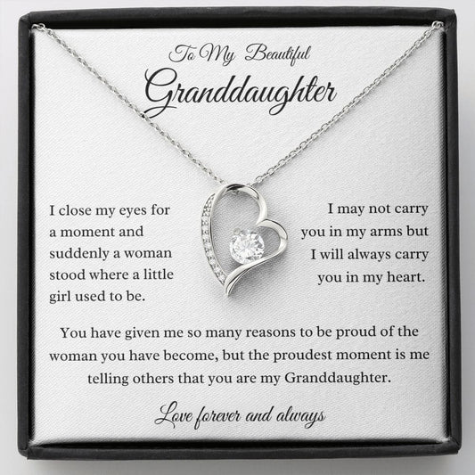Granddaughter I close my eyes for a moment - Forever Love Necklace (B/W)