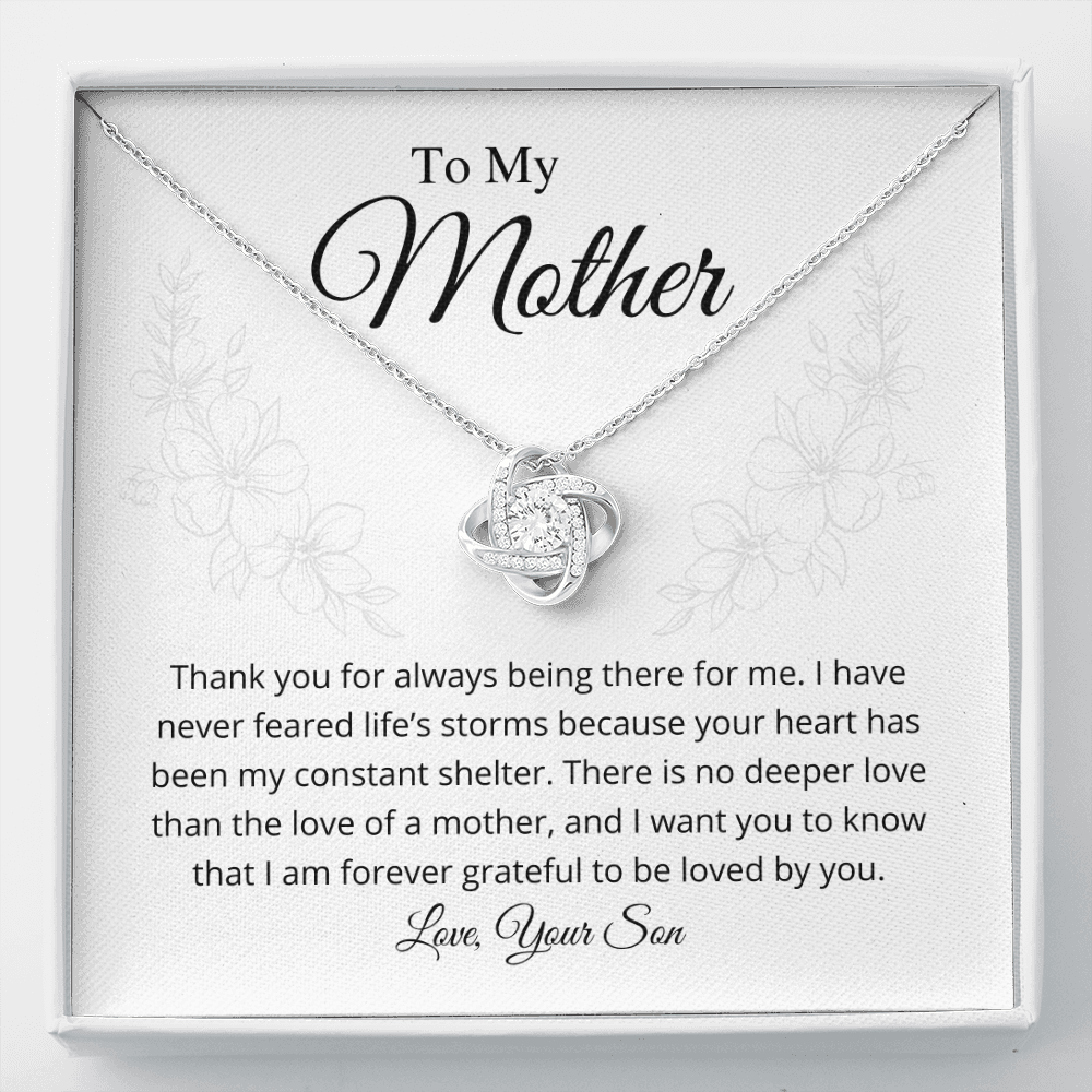 Thank you for always being there for me - Love Knot Necklace (B/W)