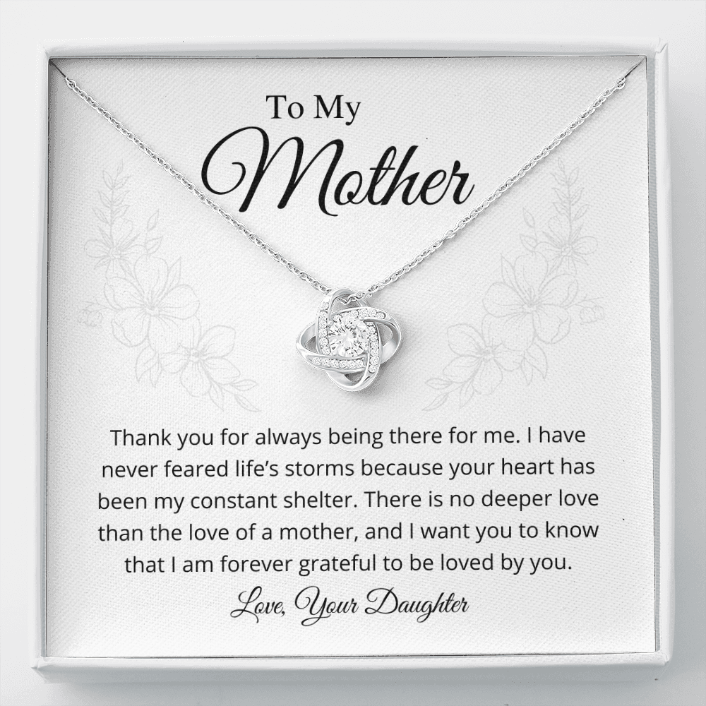Thank you for being there - Love Knot Necklace from Daughter (B/W)