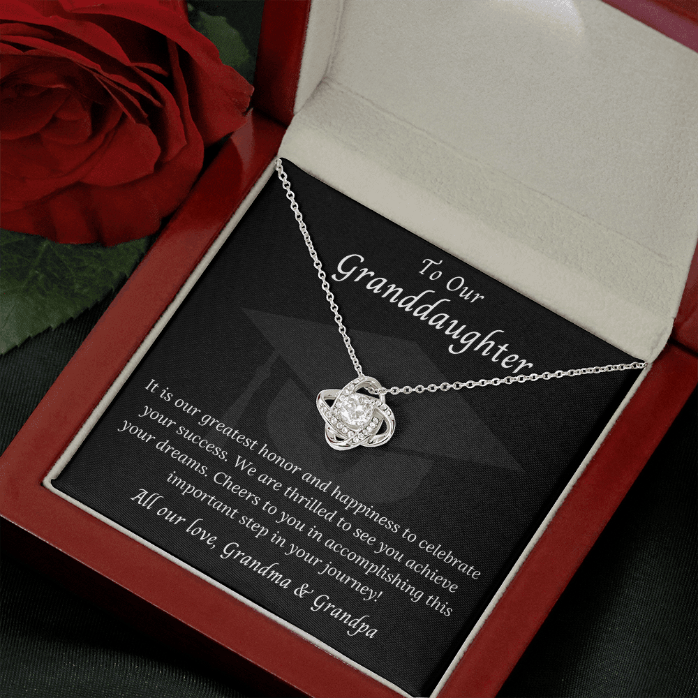 It is our greatest honor and happiness (W/B) Love Knot Necklace
