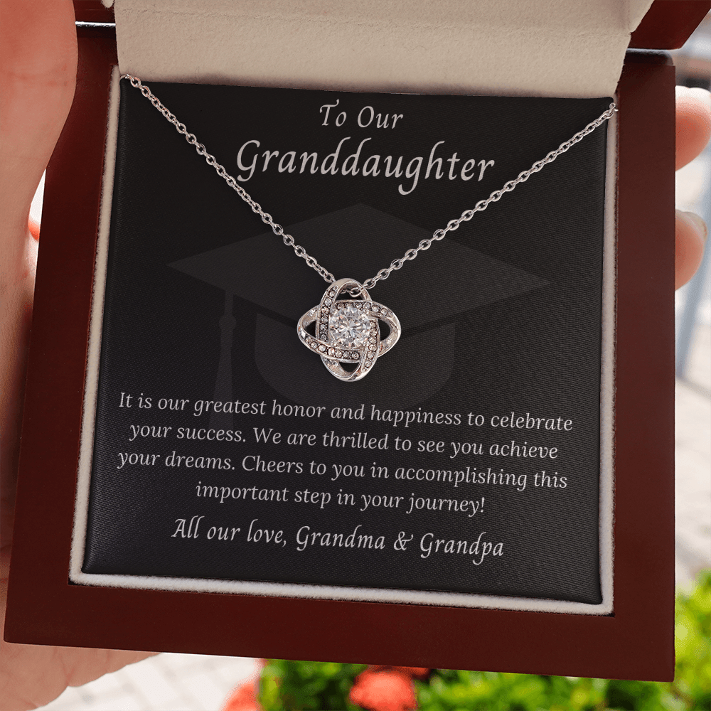 It is our greatest honor and happiness - Love Knot Necklace Granddaughter W/B